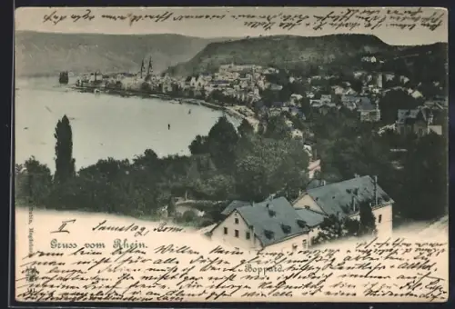 AK Boppard, Rheinpanorama, Stadtansicht, Kirche