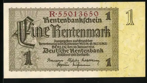 Notgeld Berlin, 1 Rentenmark, Korngarbe und dekorative Muster