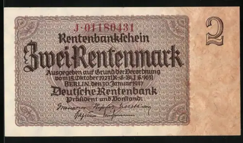 Notgeld Berlin 1923, 2 Rentenmark, stilisierte Muster und Getreidegarbe
