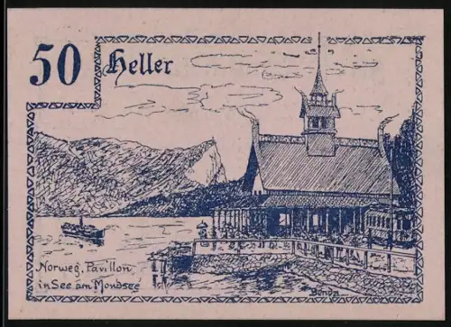 Notgeld Innerschwandt 1920, 50 Heller, Norwegischer Pavillon am Mondsee