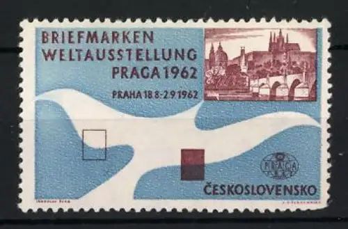 Reklamemarke Prag, Briefmarken Weltausstellung 1962, Skyline von Prag