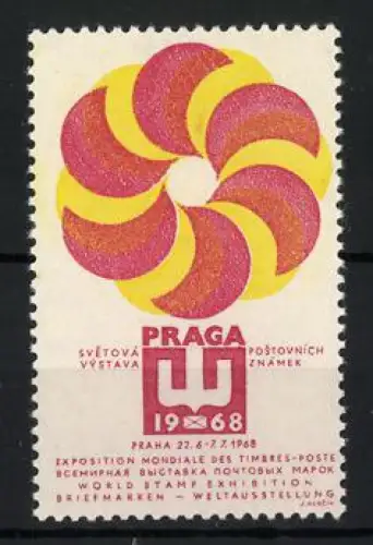 Reklamemarke Prag, PRAGA 1968, Briefmarken-Weltausstellung, Rosetten-Symbol