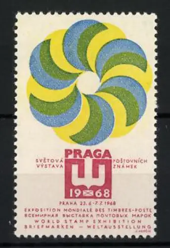 Reklamemarke Prag, Welt-Briefmarken-Ausstellung Praga 1968, buntes Spiralmuster