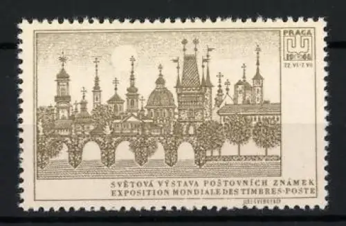 Reklamemarke Prag, Weltpostmarkenausstellung 1968, Brücke & Gebäude