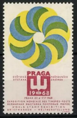 Reklamemarke Prag, Briefmarken-Ausstellung PRAGA 1968, Spiralmuster