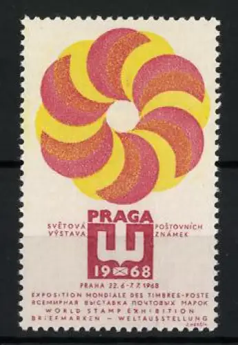 Reklamemarke Prag, Briefmarken-Ausstellung PRAGA 1968, abstraktes Muster