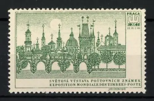 Reklamemarke Prag, Briefmarken-Ausstellung PRAGA 1968, Stadtansicht