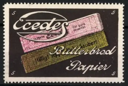 Reklamemarke Ecedes, Butterbrotpapier, Verpackungspapier