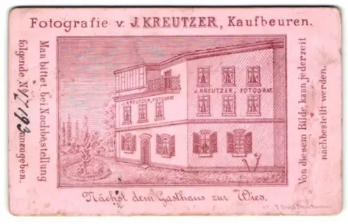 Fotografie J. Kreutzer, Kaufbeuren, Ansicht Kaufbeuren, das Fotografische Atelier in der Aussenansicht