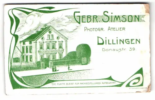 Fotografie Gebr. Simson, Dillingen, Donaustrasse 39, Ansicht Dillingen a. D., Blick auf das Atelierhaus