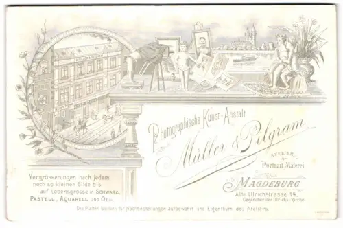 Fotografie Müller & Pilgram, Magdeburg, Ansicht Magedburg, Alte Ulrichstrasse 14, Atelierhaus, Kinder mit Plattenkamera