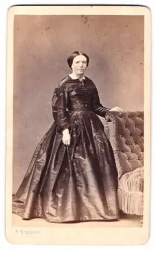 Fotografie Fr. Brandseph, Stuttgart, elegante Dame im prächtigen Kleid