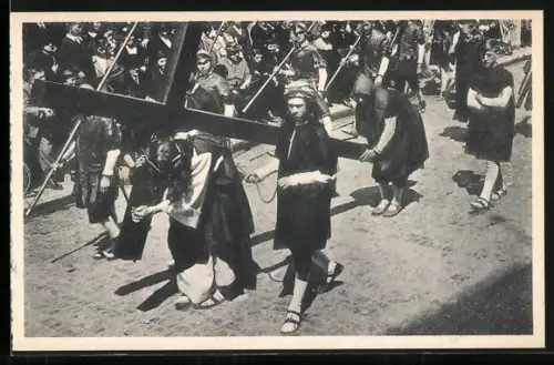 AK Bruges, Procession du St. Sang, La sanglante montée du Calvaire