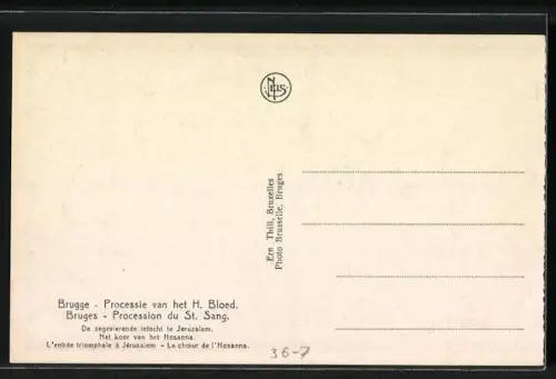 AK Bruges, Procession du St. Sang, L`entrée triomphale à Jerusalem