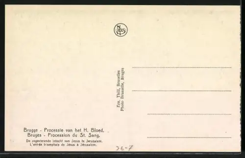 AK Bruges, Procession du St. Sang, L`entrée triomphale de Jésus à Jerusalem
