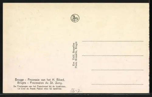 AK Bruges, Procession du St. Sang, Le Char du Repos Pascal chez les Israelites