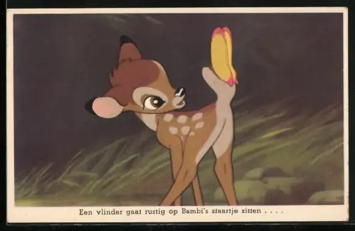 AK Schmetterling landet auf Bambi