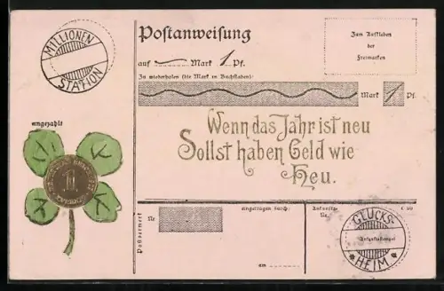 AK Postanweisung, Wenn das Jahr ist neu sollst haben Geld wie Heu