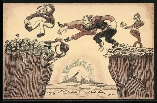 Künstler-AK Matura 1916 5a, Industrieschule