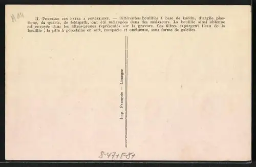 AK Limoges, Pressage des pates a Porcelaine, Porzellan-Fabrik
