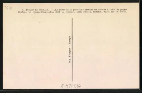 AK Limoges, Atelier de Décalque, Porzellan