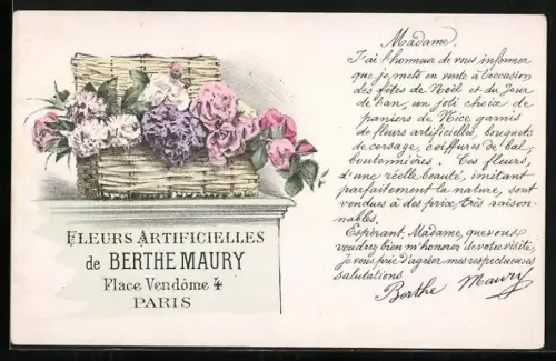 AK Paris, Fleurs Artivicielles de Berthe Maury, Place Vendôme 4