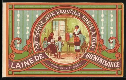 Künstler-AK Laine de Bienfaisance qui donne aux Pauvres prête a Dieu