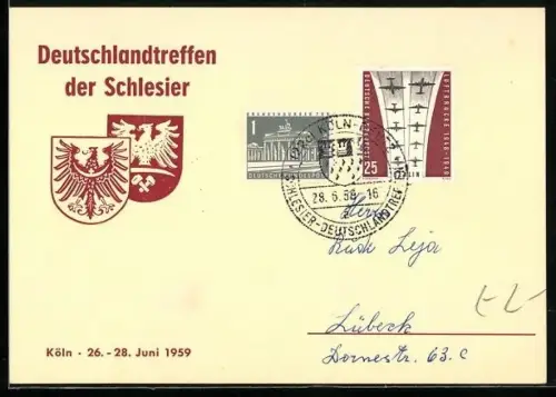 AK Köln, Deutschlandtreffen der Schlesier 1959, Wappen