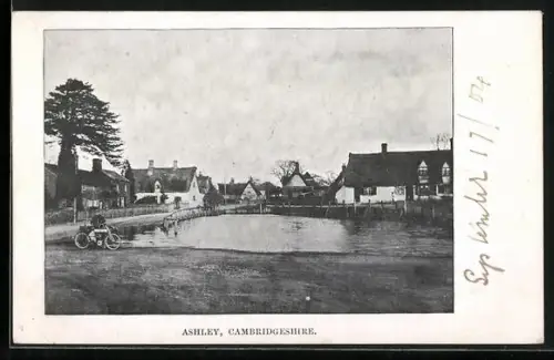 AK Ashley /Cambridgeshire, Village scene with pond