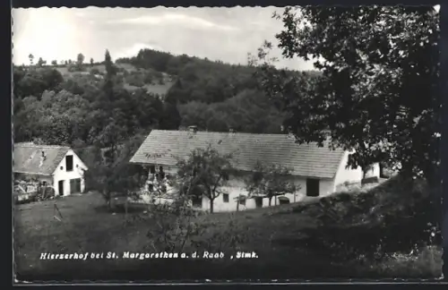 AK Hierzerhof bei St. Margarethen a. d. Raab, Ortsansicht von einer Anhöhe aus