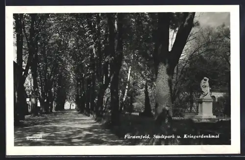AK Fürstenfeld, Stadtpark u. Kriegerdenkmal