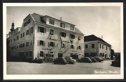 AK Söchau, Gasthäuser an einer Strassenecke