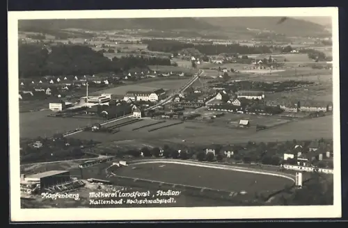 AK Kapfenberg, Molkerei Landforst, Stadion, Hallenbad u. Hochschwabsiedl. aus der Vogelschau