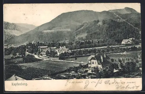 AK Kapfenberg, Villen und Bergpanorama aus der Vogelschau