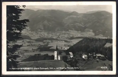 AK St. Marein im Mürztal, Frauenberg, Maria Rehkogel, Ortsansicht mit Mürztalblick