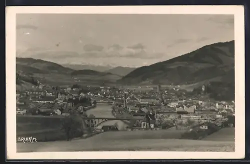 AK Bruck a. M., Gesamtansicht mit Brücken