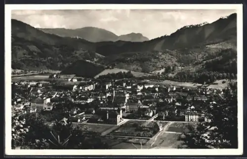 AK Bruck a. M., Totalansicht aus der Vogelschau, Bergpanorama