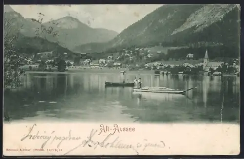 AK Alt-Aussee, Partie am Ufer mit Gebirgszug