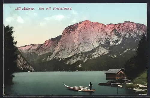 AK Alt-Aussee, See mit Trisselwand, Bootspartie