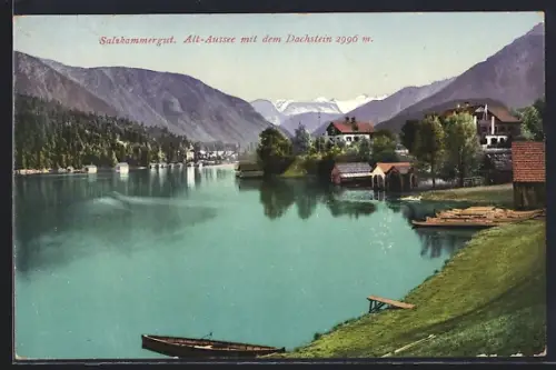 AK Alt-Aussee, Ortspartie mit dem Dachstein