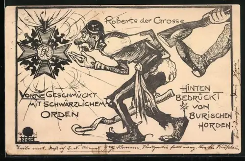 AK Roberts der Grosse, vorne geschmückt mit schwärzlichen Orden, hinten bedrückt von burischen Horden