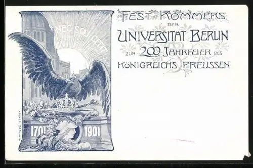 AK Berlin, Fest-Kommers der Universität Berlin, 200-Jahrfeier Königreich Preussen 1901