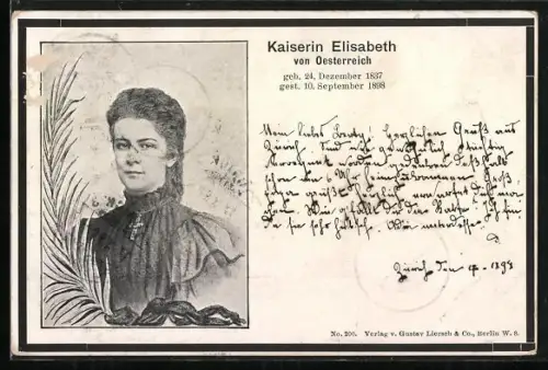 AK Portrait Kaiserin Elisabeth von Österreich 1837-1898