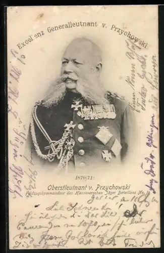 AK Excellenz Generalleutnant von Przychowski, Kmdr. des Hannoversch. Jäger-Bataillon Nr. 10 im Krieg 1870/71