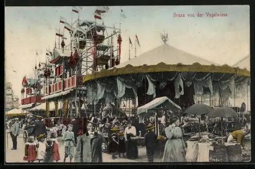 AK Buntes Treiben auf der Dresdener Vogelwiese