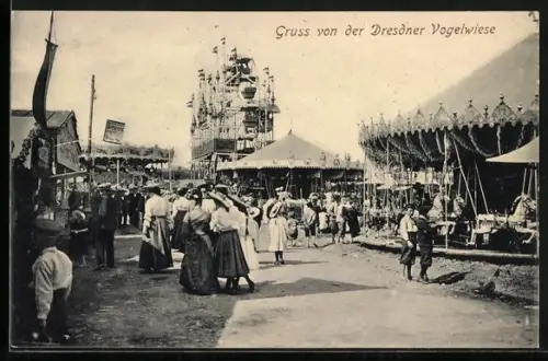 AK Dresden, Dresdener Vogelwiese, Fahrgeschäfte