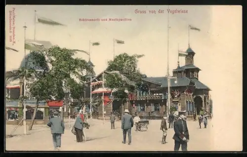 AK Schützenzelt und Musikpavillon auf der Dresdener Vogelwiese