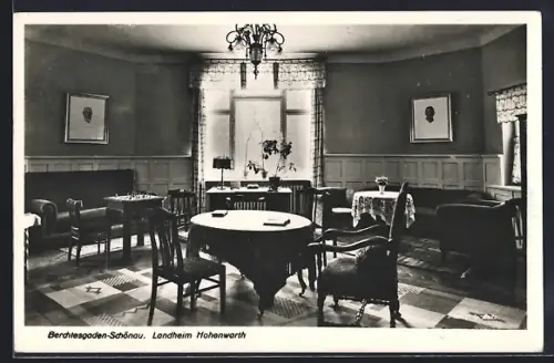 AK Berchtesgaden-Schönau, Hotel Hohenwarth, Innenansicht Speiseraum