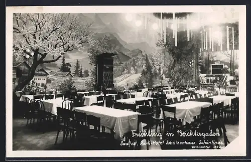 AK Berchtesgaden, Park-Hotel Schützenhaus, Innenansicht vom Speisesaal