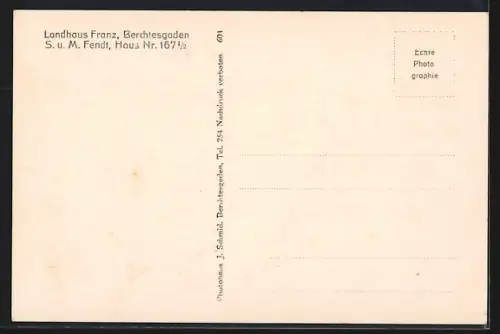 AK Berchtesgaden, Hotel Franz, S. u. M. Fendt